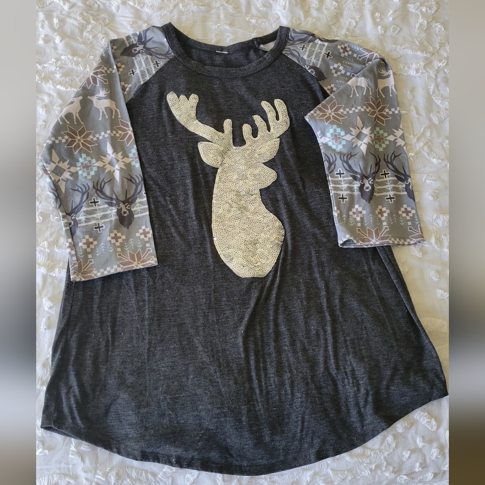 Sequin reindeer top